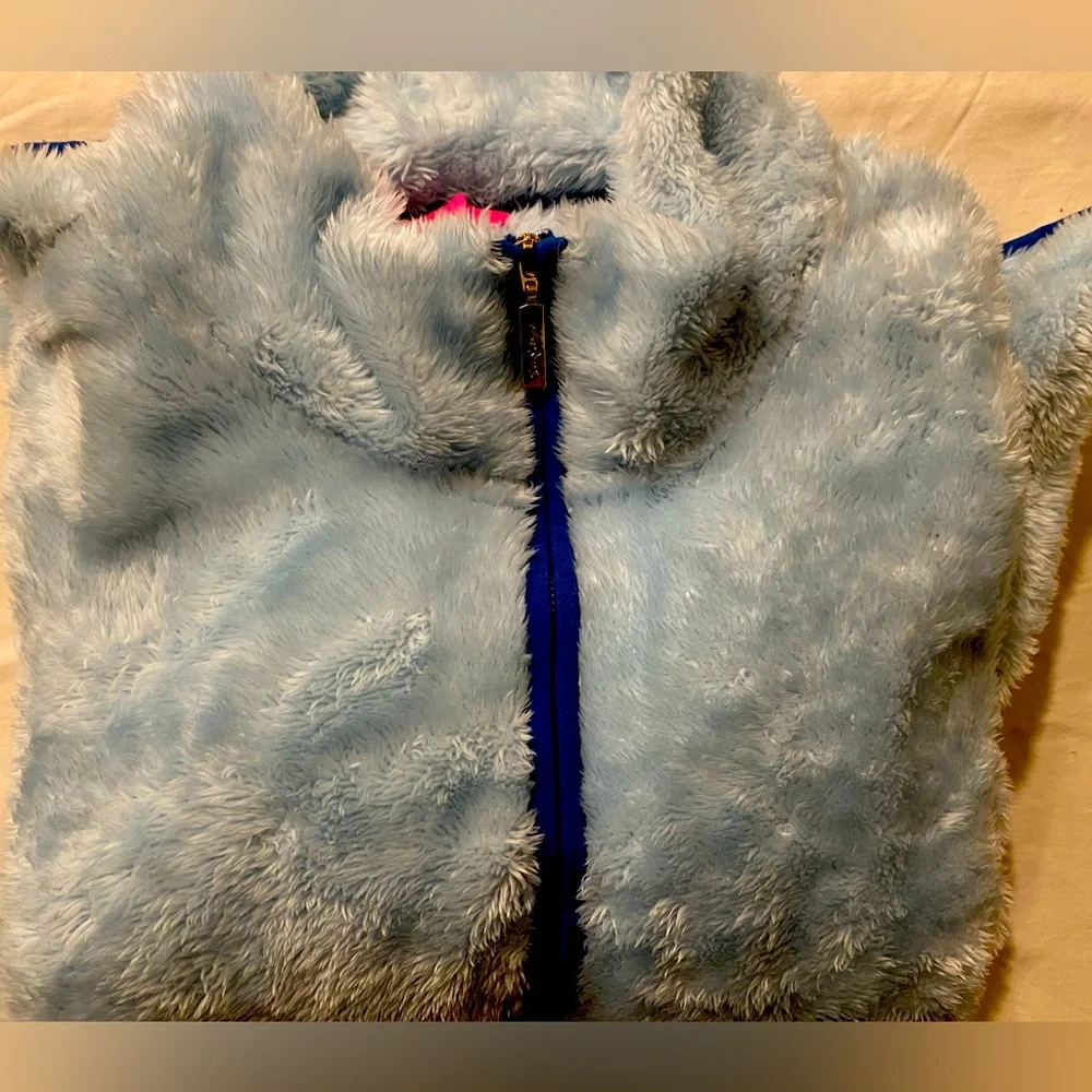 🎉HP🎉Lilly Pulitzer Skipper Sherpa Popover Fleece Fuzzy Half Zip Skim blue XXL - Picture 2 of 10